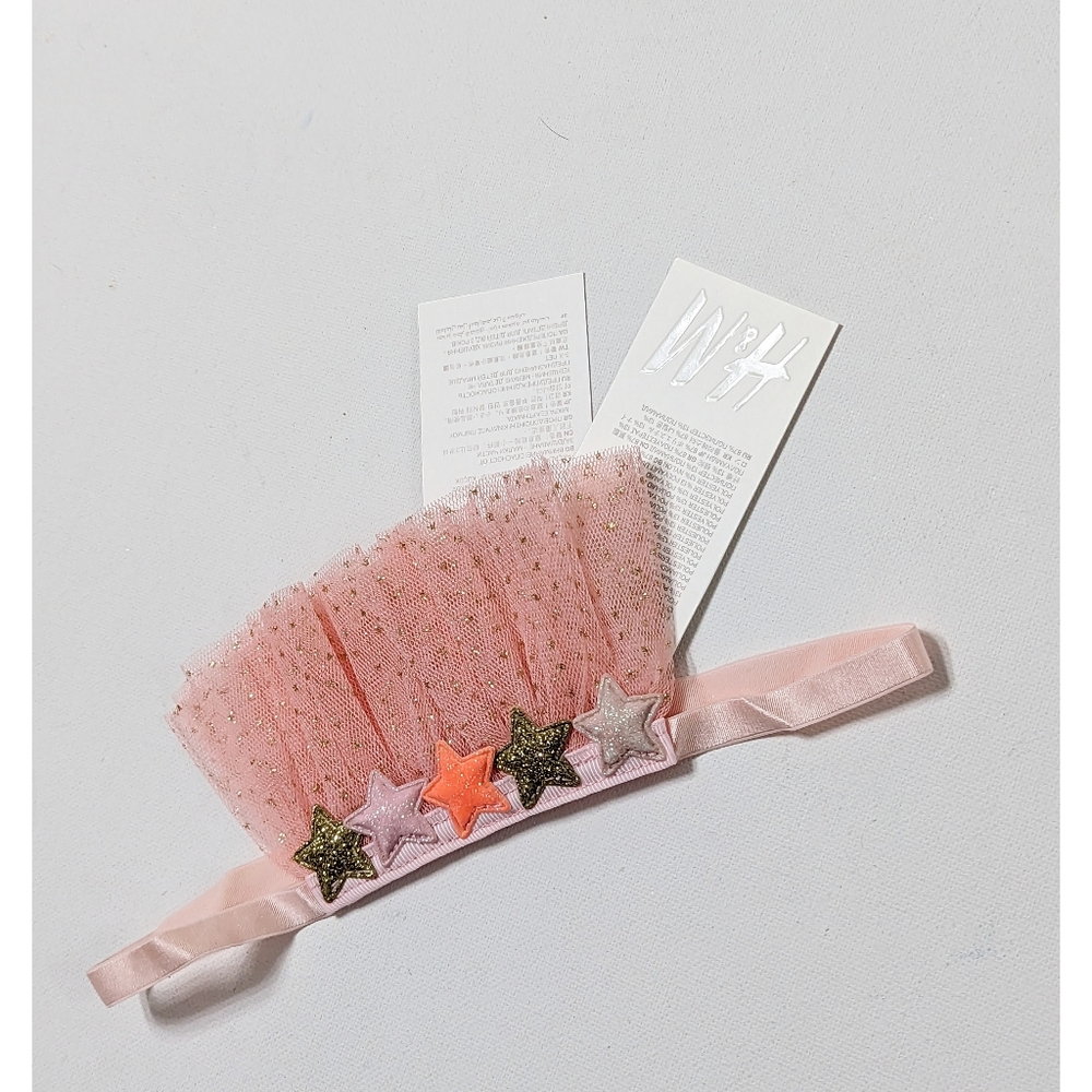 H&M Children's Pink Headband with tulle ruffle and star embellishments